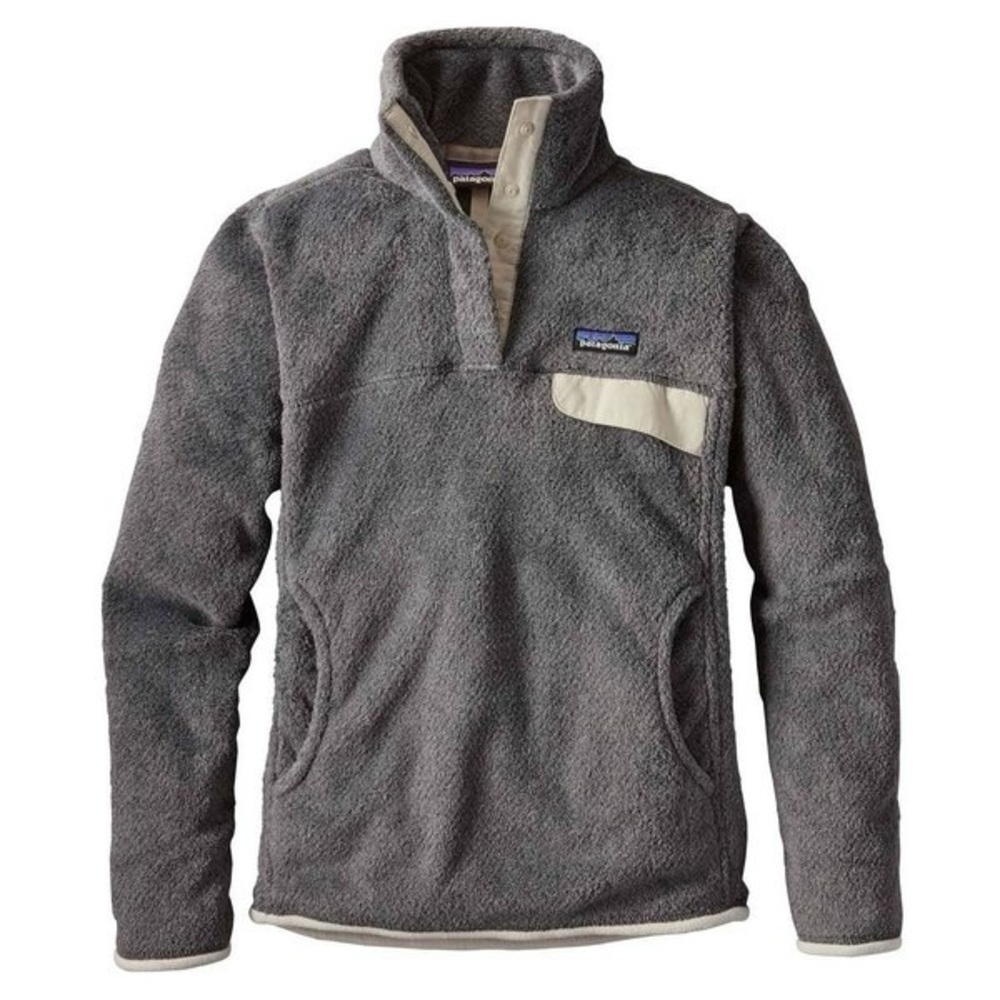 Patagonia Gray Fleece Pullover with Cream Trim